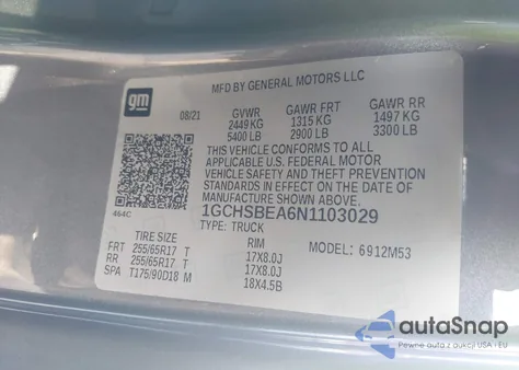 2022 Chevrolet Colorado 2Wd Long Box Wt from USA, damaged, VIN 1GCHSBEA6N1103029